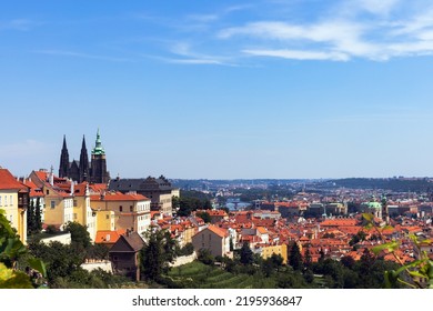 View On Prague Castle From Above At Summer Day