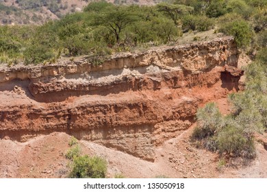 View On Ravine Olduvai Gorge. Great Rift Valley, Tanzania, Eastern Africa.