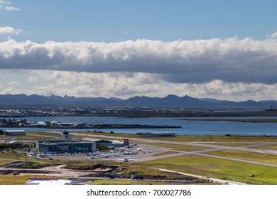 View on Reykjavik city and airport of Reykjavik - Keflavik. Sunny day.