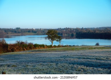 View on River Erne, frosty morning , County Cavan, Ireland 