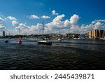 View on the Sheepshead Bay marina from the Manhattan Beach, Brooklyn, NY, USA