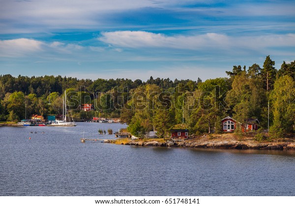 View On Small Cabins On Island Stock Photo Edit Now 651748141