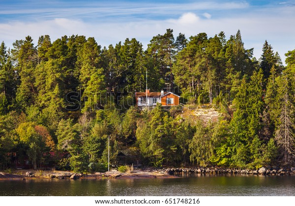 View On Small Cabins On Island Stock Photo Edit Now 651748216