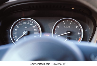 View On Speedmeter Through Steering Wheel Stock Photo 1166900464 ...