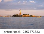 view on Statue of Liberty from Liberty State Park waterfront walk