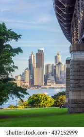 View On Sydney Skyline Under The Harbour Bridge