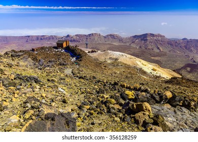 View on Teide National Park Landscape from Top of Volcano and the highest place in Europe on Tenerife Canary Island in Spain