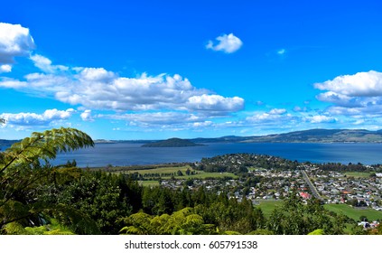 View on top of mountain in Rotorua