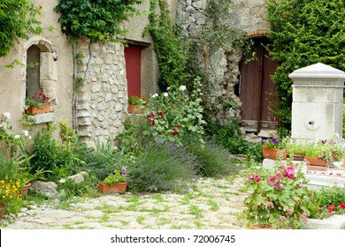 View On A Typical Rustic Provence Garden In France