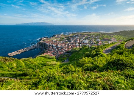 View on Vila do Corvo, northernmost island of the Azores archipelago and the northernmost in Macaronesia, Portugal