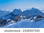 View on winter mpuntains from Rochers-de-Naye peak, Montreux, Alps