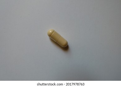 View Of One Beige Capsule Of Milk Thistle Extract From Above