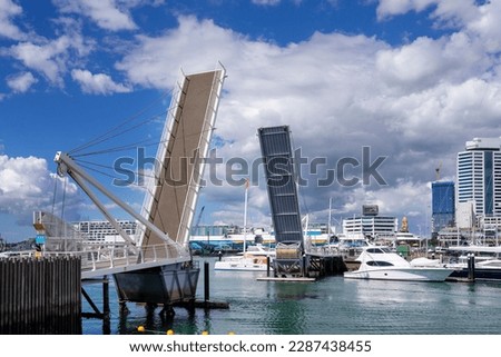 View of open bridge in Auckland at viaduct harbour area, New Zeland