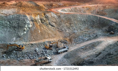 View of open cast gold mine, mining industry