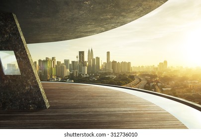 View From Open Space Balcony, Kuala Lumpur City Centre During Sunset.