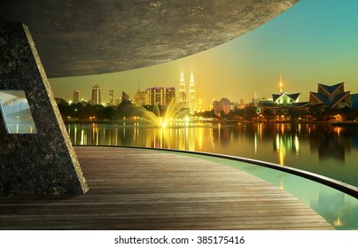 View From Open Space Balcony,Kuala Lumpur City Night Night Scene.