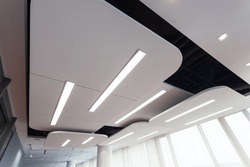 View Of An Original Futuristic Ceiling With Lighting
