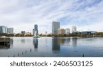 A view of the Orlando skyline from Lake Eola Park.