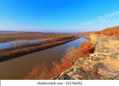 View Of The Osage River During The Autumn From A Bluff In The Ozarks Of Missouri.