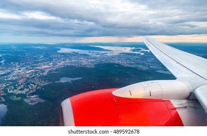 View Of Oslo From An Airplane On The Approach To Gardermoen Airport - Norway