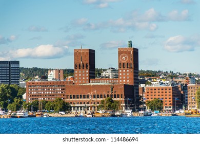 View Of Oslo, Norway Radhuset (city Hall) From The Sea