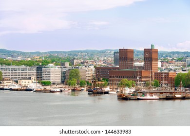 View Of Oslo, Norway Radhuset (city Hall) From The Sea