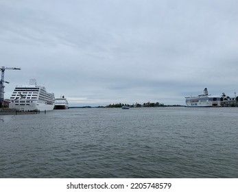 View Out To The Baltic Sea With Cruise Ship And Ferries. Helsinki, Finland, August 22nd 2022