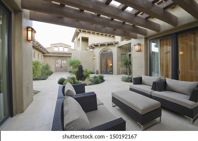 View Of An Outdoor Room Of A Modern Home