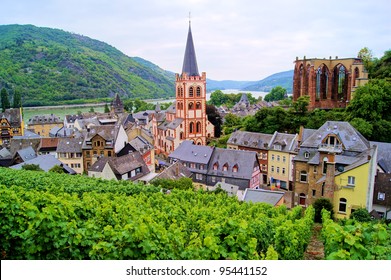 View Over Bacharach Along The Famous Rhine River, Germany