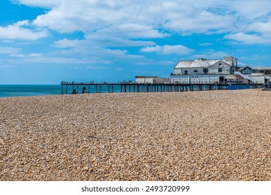 A view over the beach towards the pier at Bognor Regis, Sussex in summertime - Powered by Shutterstock