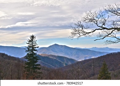 A View Over The Blue Ridge Mountains From The Blue Ridge Parkway, Near Asheville, NC.