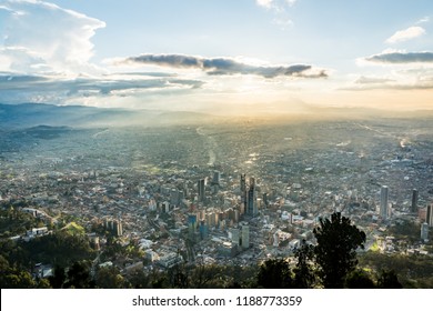 View Over Bogota At Sunset