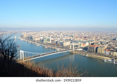 The View Over Budapest, Hungary From The Gellért Hill And The Citadel