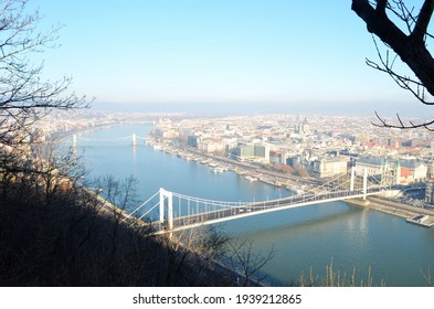 The View Over Budapest, Hungary From The Gellért Hill And The Citadel