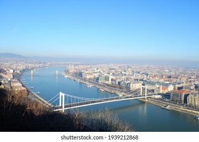 The View Over Budapest, Hungary From The Gellért Hill And The Citadel