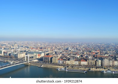 The View Over Budapest, Hungary From The Gellért Hill And The Citadel