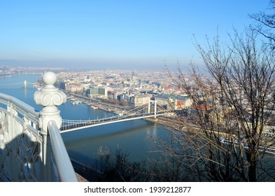 The View Over Budapest, Hungary From The Gellért Hill And The Citadel