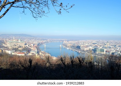 The View Over Budapest, Hungary From The Gellért Hill And The Citadel