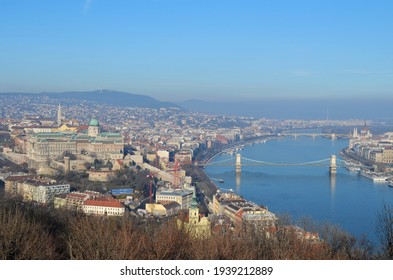 The View Over Budapest, Hungary From The Gellért Hill And The Citadel