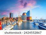 View over Elbphilharmony, Harbour, Hamburg, Germany 