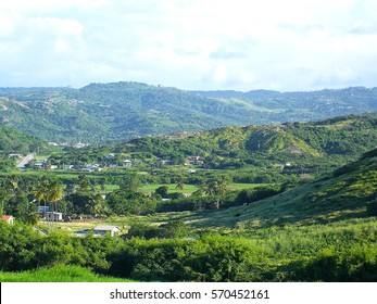 View Over Farm Land, Hills And Mountains Of Barbados From Morgan Lewis Sugar Mill