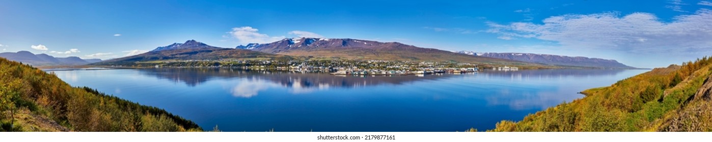 View Over The Fjord Eyjafjörður To Akureyri, Iceland