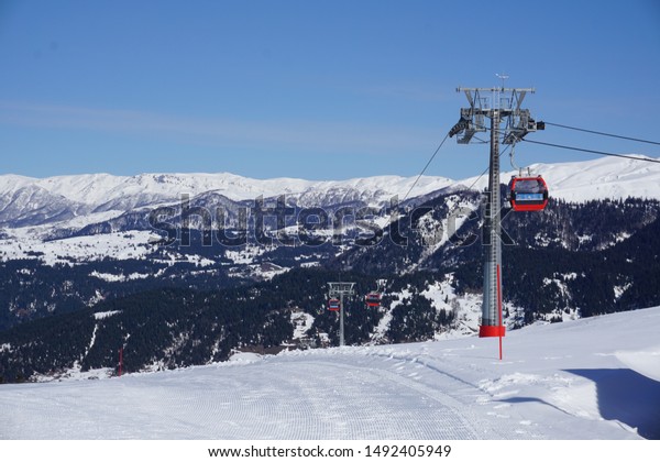 View over Goderdzi ski resort Adjara region Georgia with
cable car 