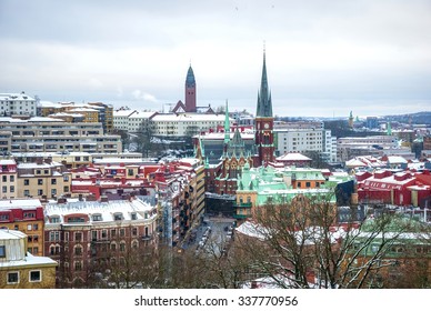 View over Gothenburg skyline in winter, Sweden, HDR photo