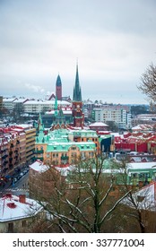 View over Gothenburg skyline in winter, Sweden