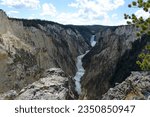 View over Grand Canyon of the Yellowstone to the Lower Yellowstone Falls