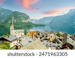 View over Hallstatt Hallstätter Lake, Austria 