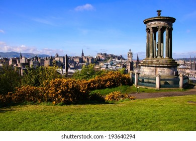 View over the historic center of Edinburgh Scotland from Calton Hill