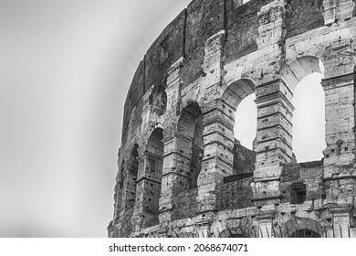View over the iconic Flavian Amphitheatre, aka Colosseum in Rome, Italy