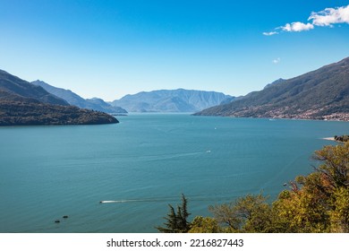 View Over Lake Como From The Green Hills Above Domaso To The South